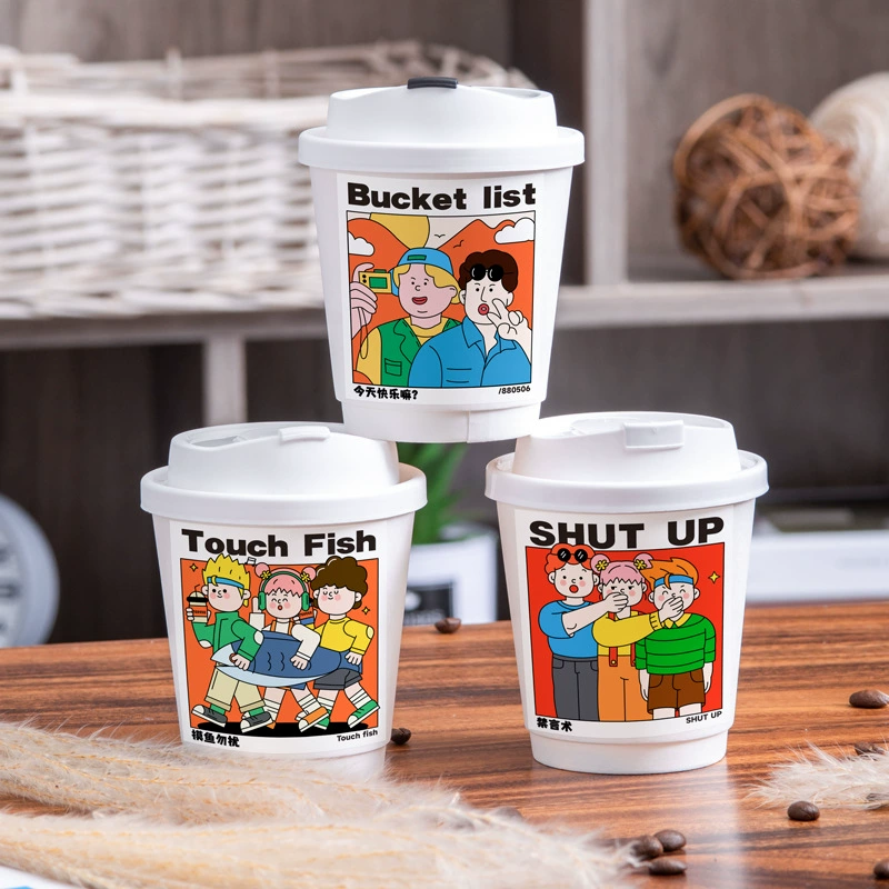 Модные милые мультяшные креативные наклейки, персонализированные наклейки, планировщик, кофе, чашка чая с молоком, наклейка с узором, ламинированный клей