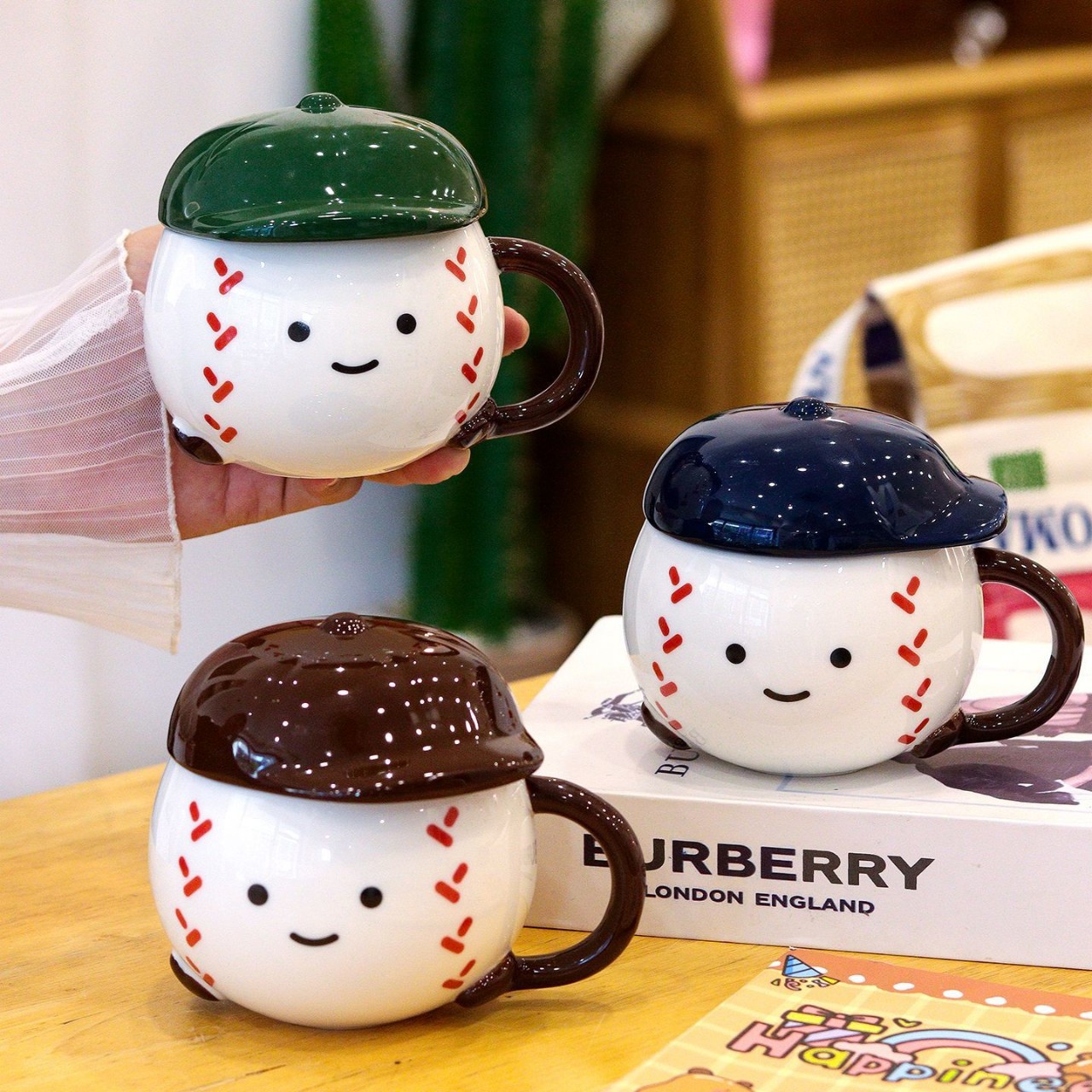 Regalos de Navidad creativos tazas de cerámica tazas de dibujos animados tazas de agua de pareja nórdicas tazas de café con tapa caja de regalo