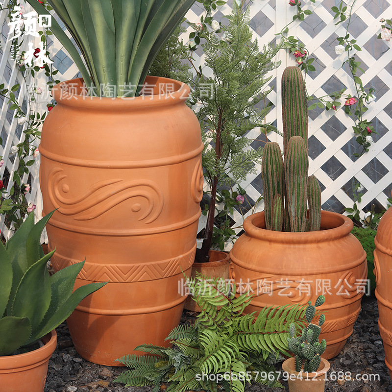 Paisaje de aterrizaje maceta de cerámica roja maceta de cerámica gruesa jardín decoración jar jardín jardín jardín floresta combinación de cerámica ventilada pastoral