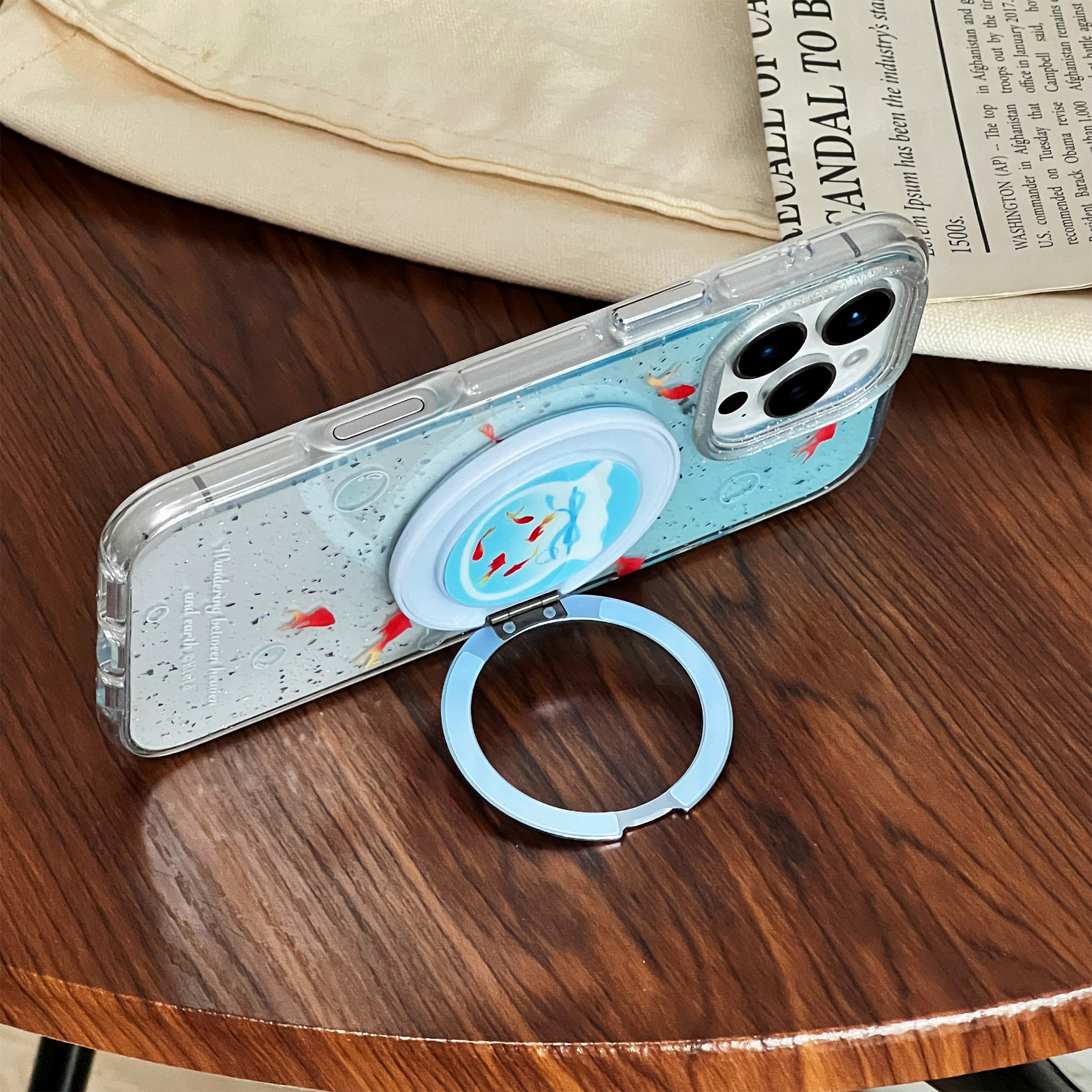 Pez dorado con brillo azul degradado para Apple 16ProMax funda para teléfono móvil 15Pro/14Pro situación 13 femenino 16P