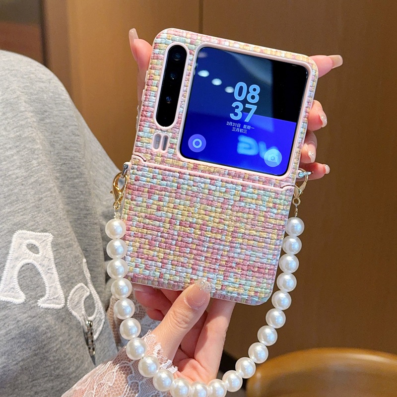 For Huawei Purax Phone Case Pearl Portable Purax Collection Edition Woven Pattern Small Chanel Style Pura Wide Folding