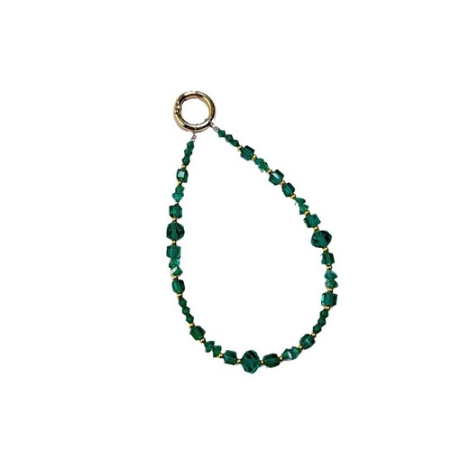 New Simple and Elegant Green Crystal Handmade Bead Bag Hook Pendant Keychain Accessory Phone Chain Universal Model
