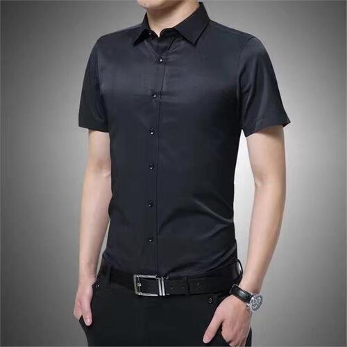 Summer Pure White Short Sleeve Shirt for Men, Slim Fit Business Casual Top, Summer Iron-Free Collar Shirt Jacket