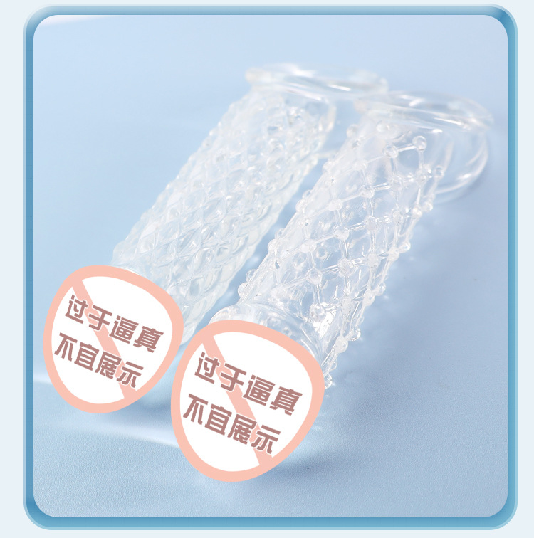 Textured TPE Condom-Style Delay Sleeve, Spiny Studded Design, Gentleman Blue — detail image 27