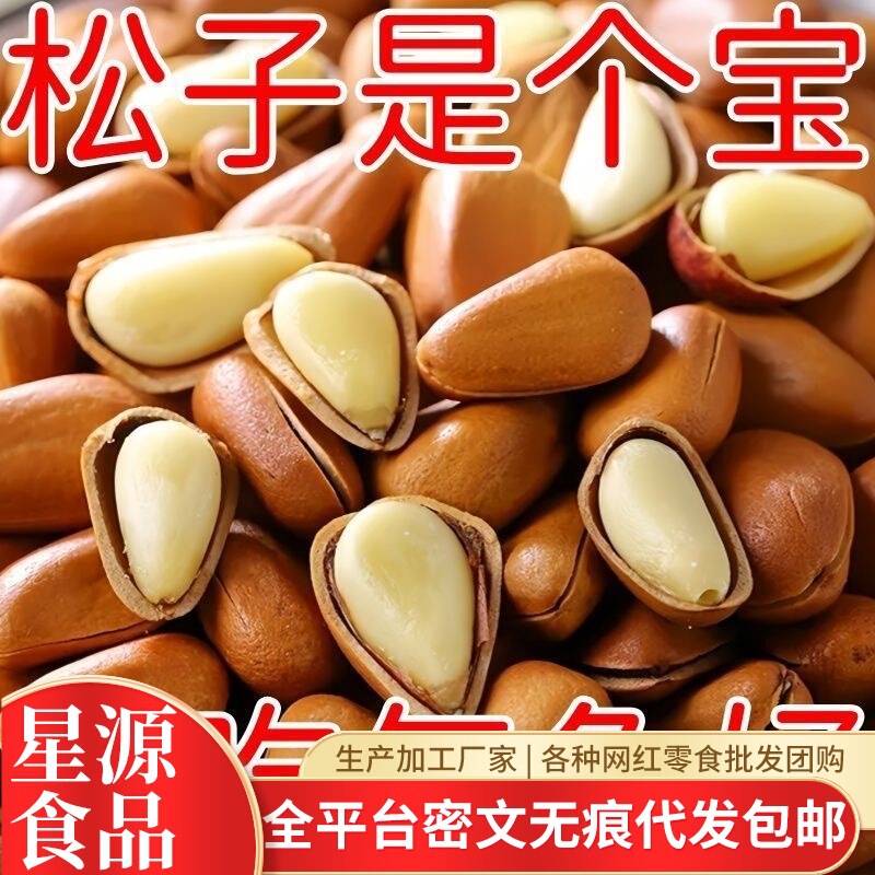 东北大松子新货手剥大颗粒特大特产红松开口松子500g袋装原味坚果|undefined