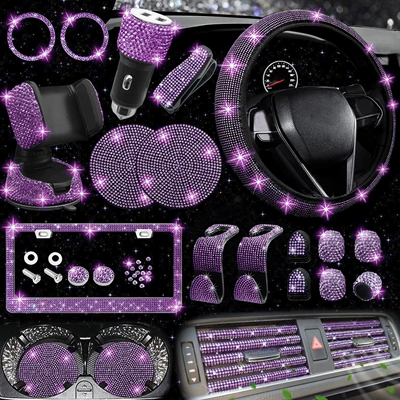 Seasons, Anti-Slip Diamond Combination, Multi-Piece | Steering wheel cover - light-violet-38cm