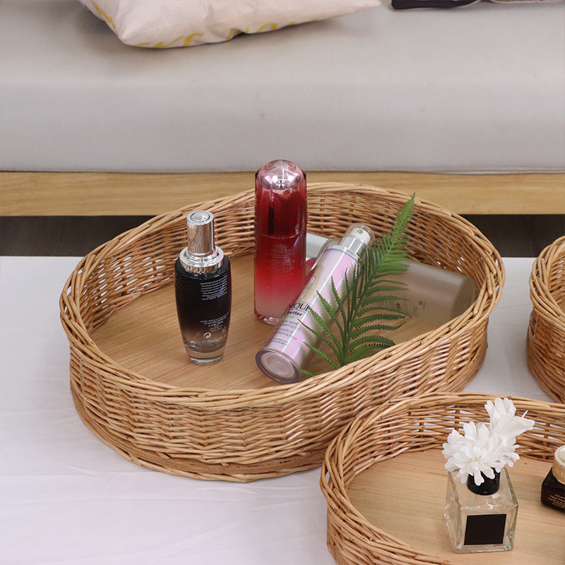 [Nuevo producto] Aperitivos de mimbre hechos a mano, pan tejido en la sala de estar, bollos al vapor, cestas de frutas, bandejas de frutas de almacenamiento de ratán, hogar