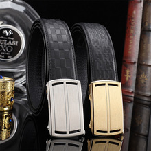 头层牛皮 3.5cm 不锈钢内穿自动扣 商务休闲腰身带 工厂现货百搭