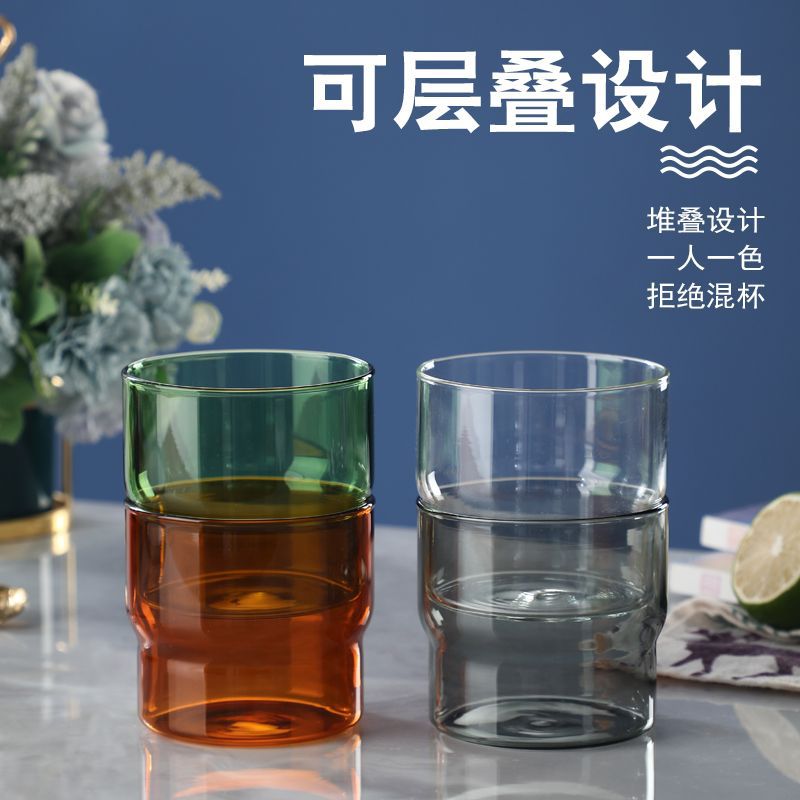 批發彩色玻璃杯 家用玻璃彩杯 辦公室咖啡牛奶杯辦公室果汁杯