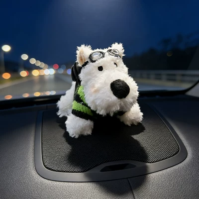 Sürətlər qutusu və əl tormozu başlıqları — decoration, dashboard ornament, backpack - flying-goggles-green-striped-sweater-squatting-west-highland-ornament-etc-stand