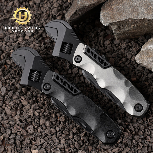 Outdoor multi-functional adjustable wrench folding hexagonal multi-purpose adjustable spanner bit combination hardware tools wholesale