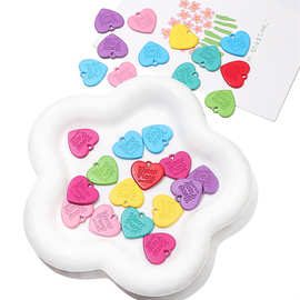 马卡龙桃心亚克力喷漆英文爱心双面吊牌手串项链 手工diy挂件批发