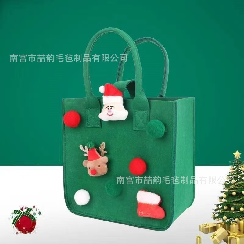 新款圣诞礼品包平安夜手提袋儿童礼物袋卡通礼品毛毡包可加logo|undefined