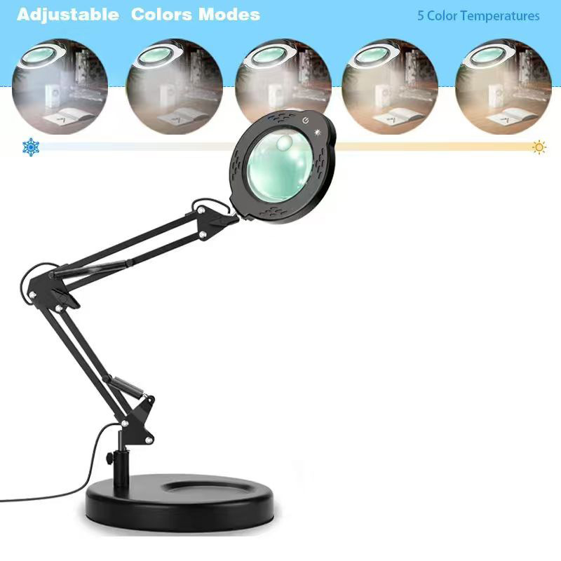 Lámparas de escritorio LED de 5 colores, lupa de temperatura, dos en uno, reparación y soldadura de uñas, protección de ojos USB.