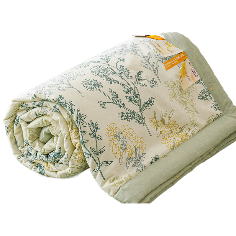 Clase A Edredón de verano de algodón de verano Edredón de algodón puro Edredón fresco de verano Edredón de aire acondicionado simple de cuatro piezas Edredón fino lavable a máquina