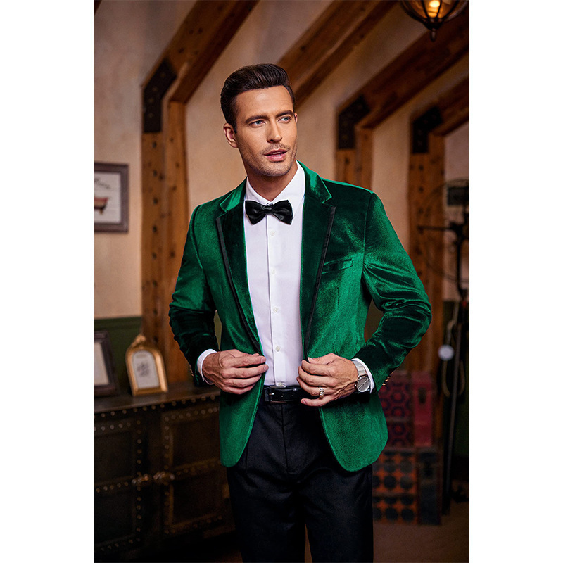 Cross-Border Foreign Trade Spring and Autumn Men's Casual Slim-Fit Velvet Blazer Trendy Youth Suit Thin Style Cross-Border Foreign Trade Spring and Autumn Men's Casual Slim-Fit Velvet Blazer Trendy Youth Suit Thin Style