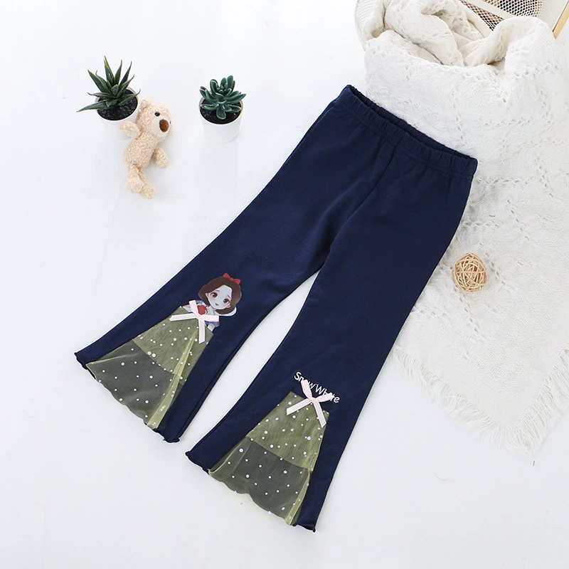 Девочки leggings эластичные Cartoon, осенняя расклешённая кромка, размеры 90–140 см