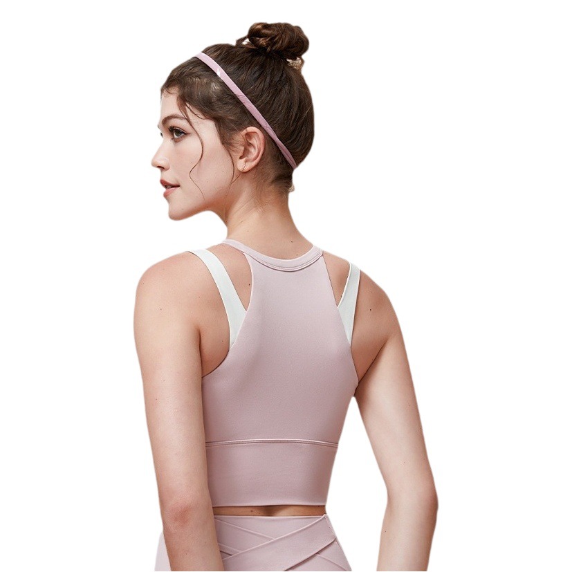【Precio fijo】Sujetador deportivo de alta intensidad para mujer, chaleco de yoga con copas integradas y bloques de color, ropa para correr y hacer ejercicio.