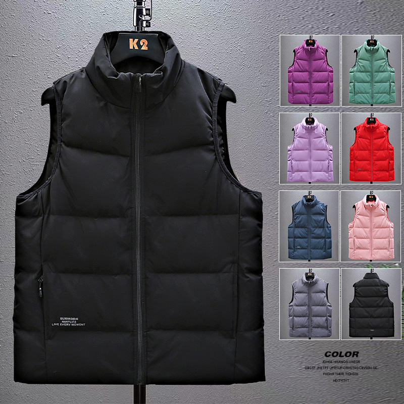 羽绒马甲男女秋冬季大码韩版潮流防风保暖情侣马夹青少年跨境二开