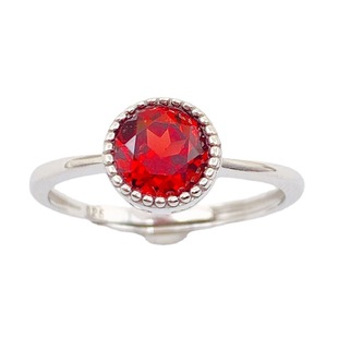 Xinyipeng S925 Silver Inlaid Natural Garnet Ring Earrings Set Red Semi-Precious Stone Crystal Ring Earrings