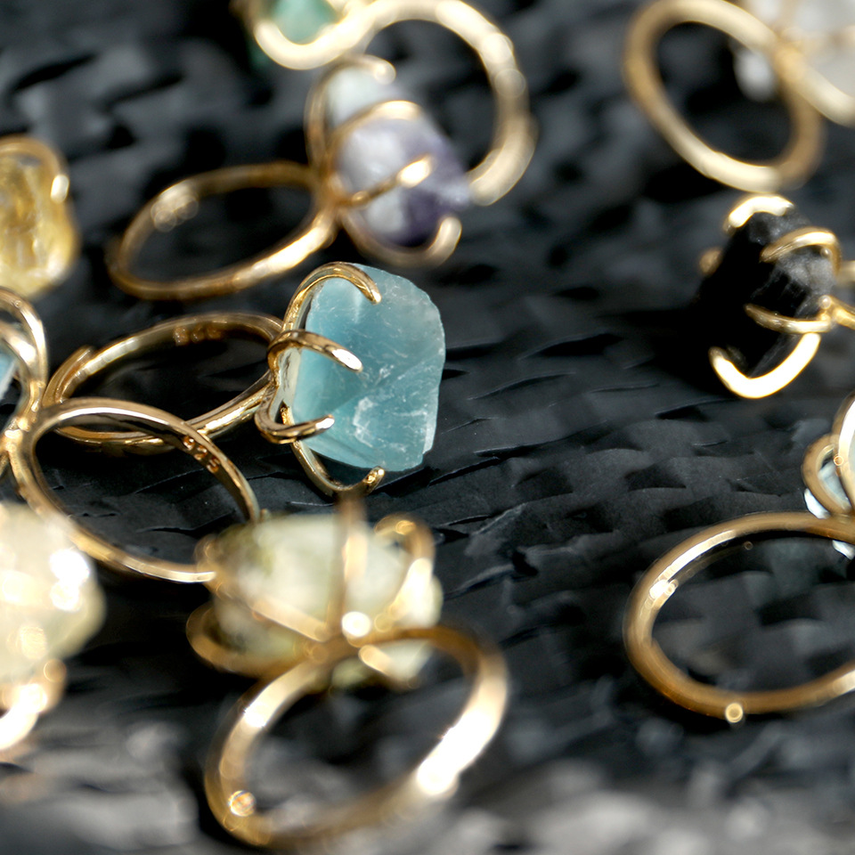 Fashion Irregular natural stone Copper Open Ring 1 Piece