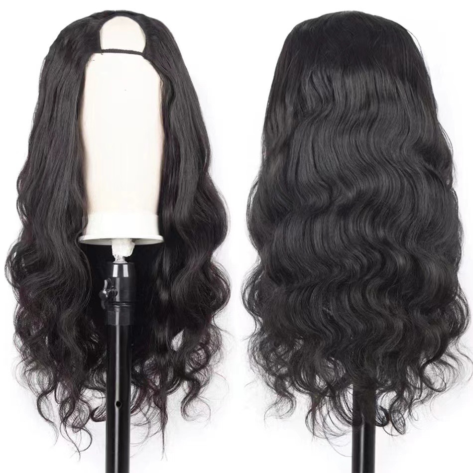 Peruca sintética em u body wave longa encaracolada africana_voghion.com