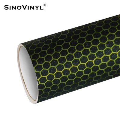 glossy chameleon body color changing Automotive Film - 15218-m-honeycomb-flash-point-black-apple-green