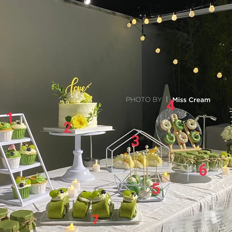 Tabla de postre de hierro forjado blanco decoración de exhibición de bandeja de pastel de estilo europeo de la tarde té de refrigeración de mesa de comida fría image 8