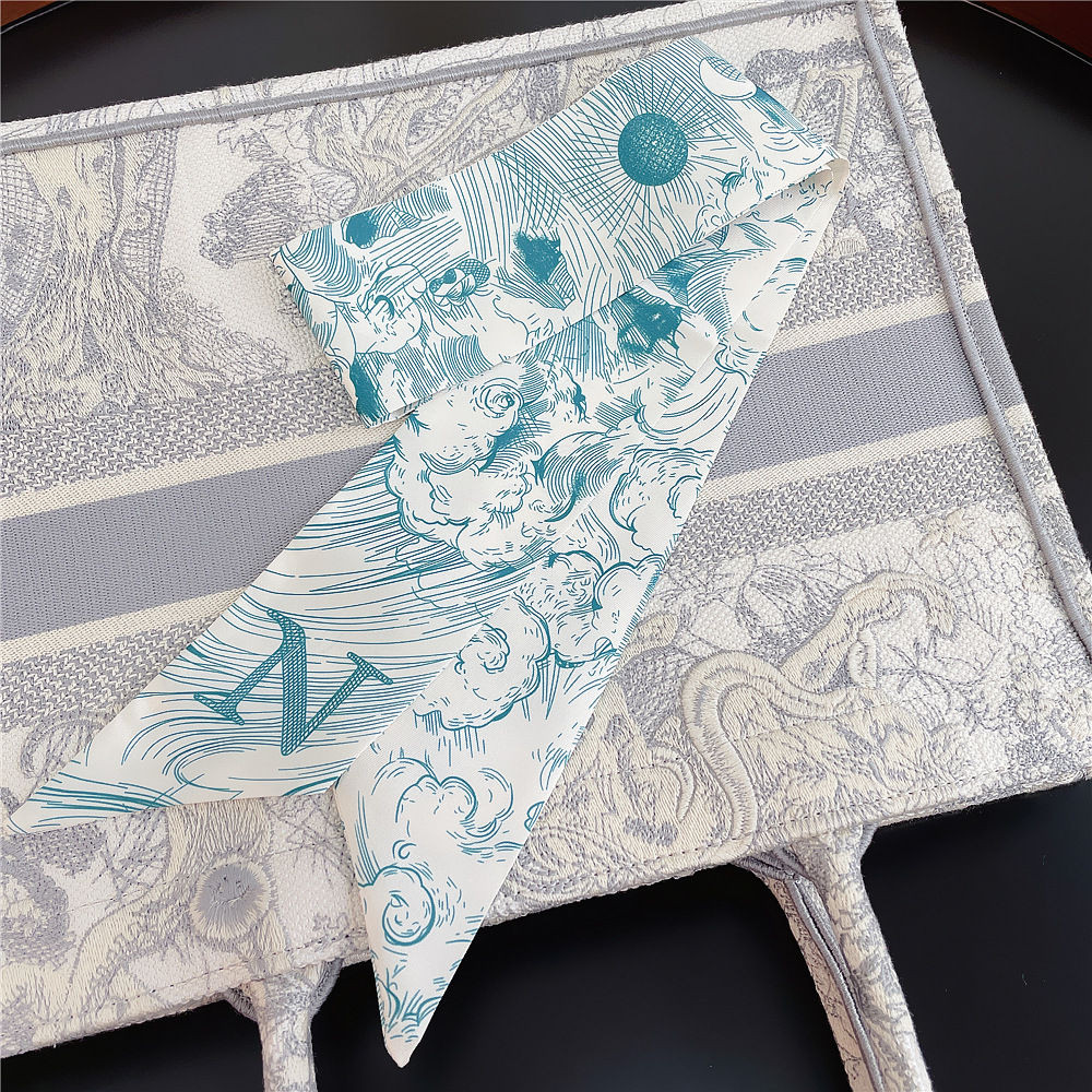 20g Weight Silk Scarf Classification Daily Occasion Silk Material Letter Pattern All Seasons Season Women'S Gender Printing Design Fashion Style Women's Fashion Letter Silk Printing Silk Scarves 44