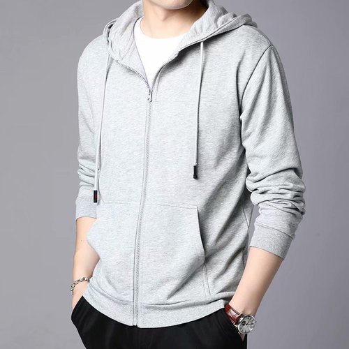Stylish and trendy men's hoodie sweatshirt for spring and autumn, unisex, loose and versatile, zippered, for young men