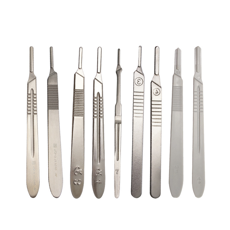 Acero inoxidable grueso mano de cuchillo No. 3 No. 4 ejercicio veterinario industrial mano de cuchillo de tallado mano de cuchillo experimental mano de cuchillo de anatomía biológica