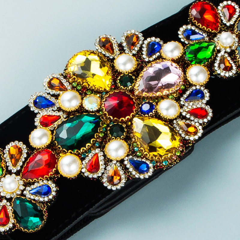 Fashion Wide Elastic Weaving Color Diamond Girdle Belt Wholesale Nihaojewelry display picture 4