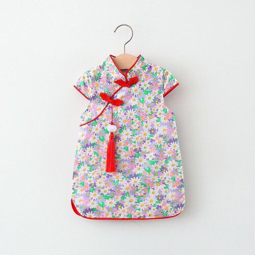 Children's clothing wholesale girls' cheongsam new dress little girl Chinese style printed children's dress on behalf of 1074