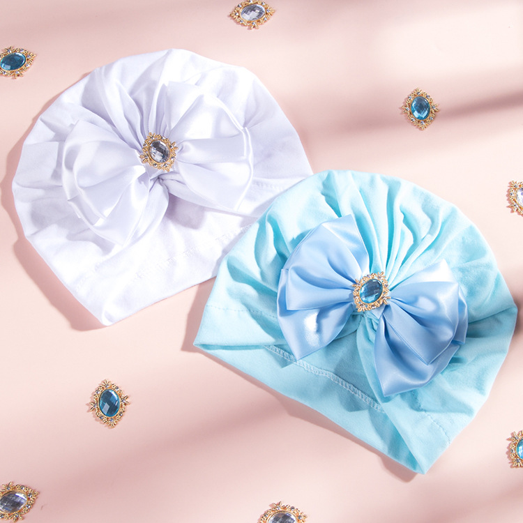 17g Weight Wedding Occasion Bow Knot Pattern Unisex Gender Fashion Style Grey, White, Pink, Purple, Red, Blue, Yellow, Black Color One Size Size Wholesale Children's Solid Color Big Bow Rhinestone Hedging Hat Nihaojewelry 8