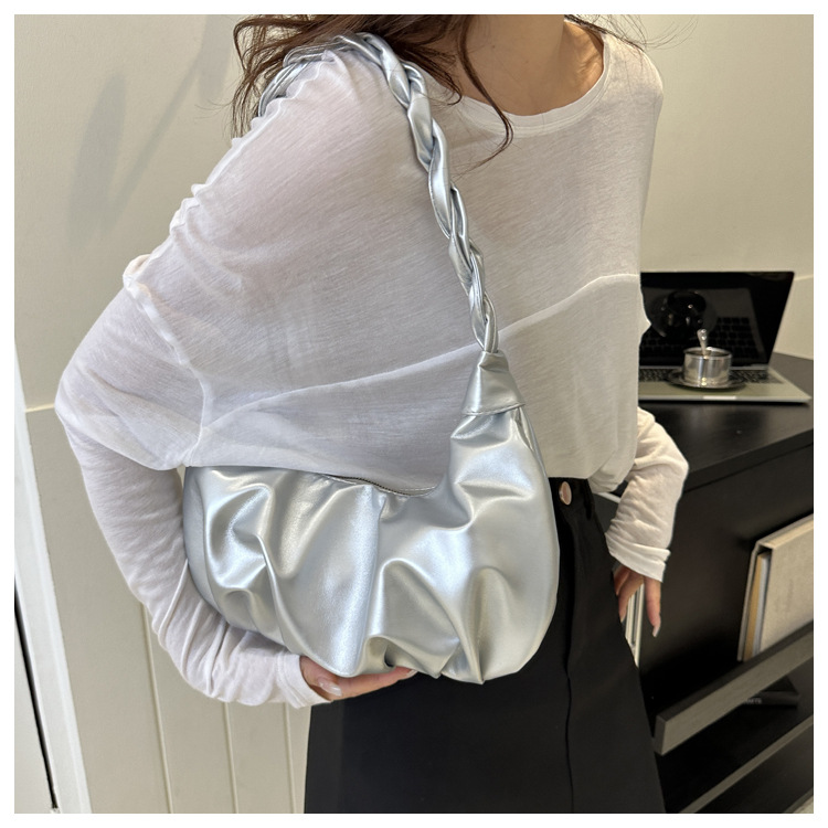 Cloud pleated single shoulder underarm bag with texture for women's 2024 new trendy internet celebrity handbag_senzul.com