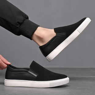 Spring and Summer Velvet Cowhide Breathable Leg Loafers Spring and Autumn New Sneakers Genuine Leather Casual Slip-on Men's Shoes