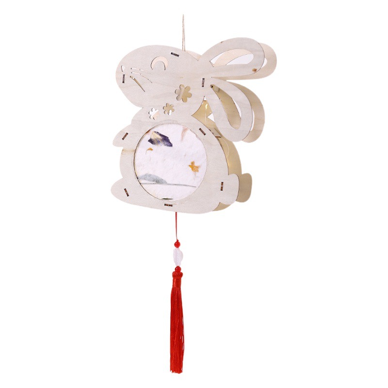 Festival del Medio Otoño nueva linterna que emite luz portátil accesorios de actividad infantil paquete de material hecho a mano DIY linterna de madera
