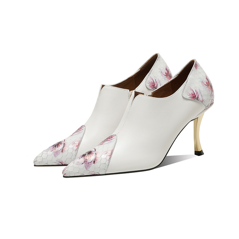 Elegant two-tone high heels pointed-toe heels