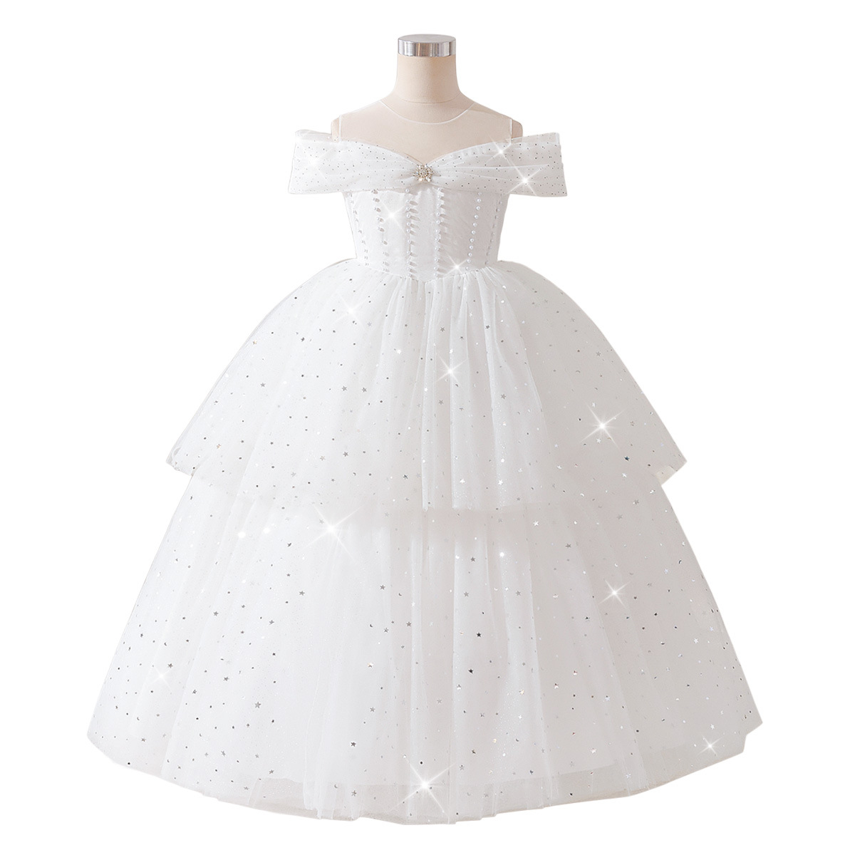 Ropa de nicho lujoso nicho de alta gama vestido de princesa niño pequeño anfitrión de competición de piano tocando vestido de desfile