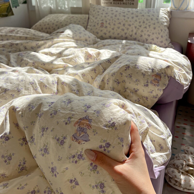 Thickened Cotton-Like Vintage Washed Cotton Small Cloth Bag Style Fresh and Simple Four-Piece Bedding Set, Duvet Cover, Dormitory Three-Piece Set Thickened Cotton-Like Vintage Washed Cotton Small Cloth Bag Style Fresh and Simple Four-Piece Bedding Set, Duvet Cover, Dormitory Three-Piece Set
