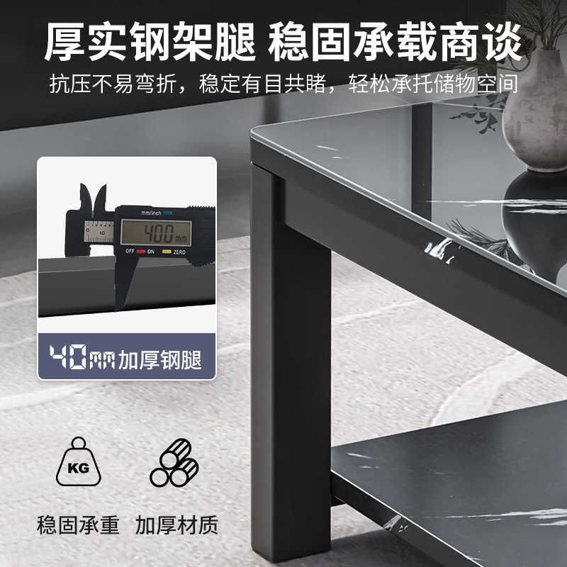 Mesa de centro, sala de estar, hogar, apartamento pequeño moderno y simple, mesa de centro de vidrio templado de lujo ligero, mesa de té minimalista para oficina