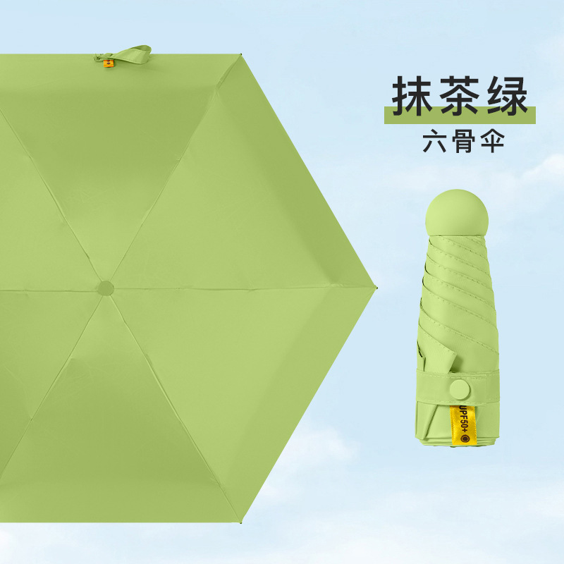 6 뼈 말차 녹색 (단일 우산) 반 음영