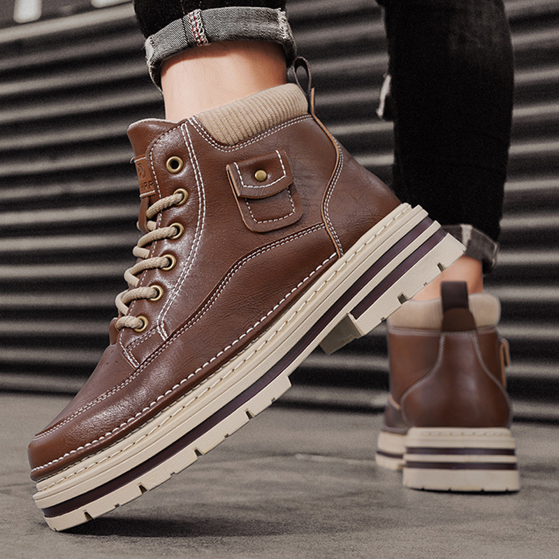 Men's Martin Boots New Style Winter and Autumn Thick-Soled Work Shoes Men's Outdoor Hiking Wear-Resistant British Retro Motorcycle Shoes