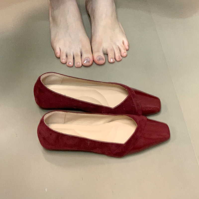 内增高版~法式小香风单鞋女2025年秋季绒面拼接晚晚鞋通勤温柔鞋|undefined