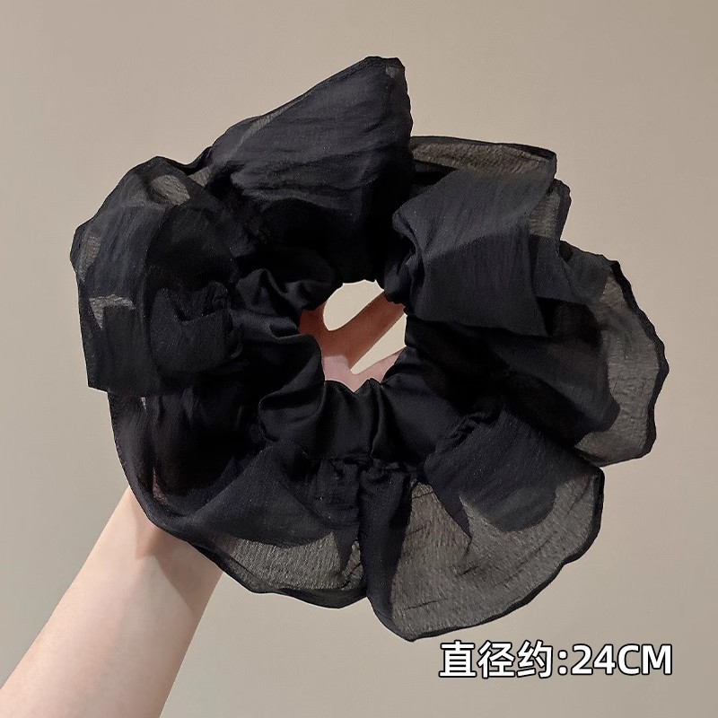 Corbata de pelo de intestino de lunares de crema grande coreana, gomas de goma de cola de caballo suaves para mujer, accesorios para el cabello de bola, accesorios para el cabello, cuerda para la cabeza