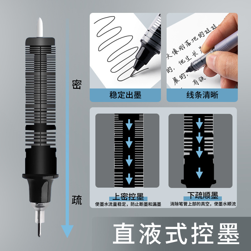 直液式ボールペン全針管中性ペン卸売り黒水性ペン学生用大量容量速乾ブラシ問題ペン|undefined