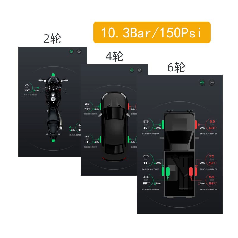Tires, universal highly precise sensor, bluetooth
