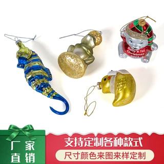 圣诞节玻璃彩绘吊饰可爱卡通节日玻璃挂饰圣诞树布置装饰创意挂件