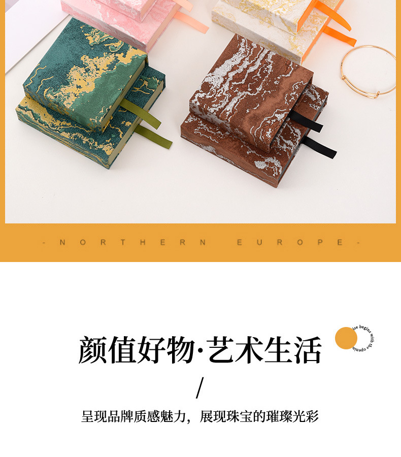 In Stock Gold-Plated Jewelry Box PE Film Storage Box Crystal Bracelet Packaging Box Drawer Suspension Box Beaded Bracelet Box
