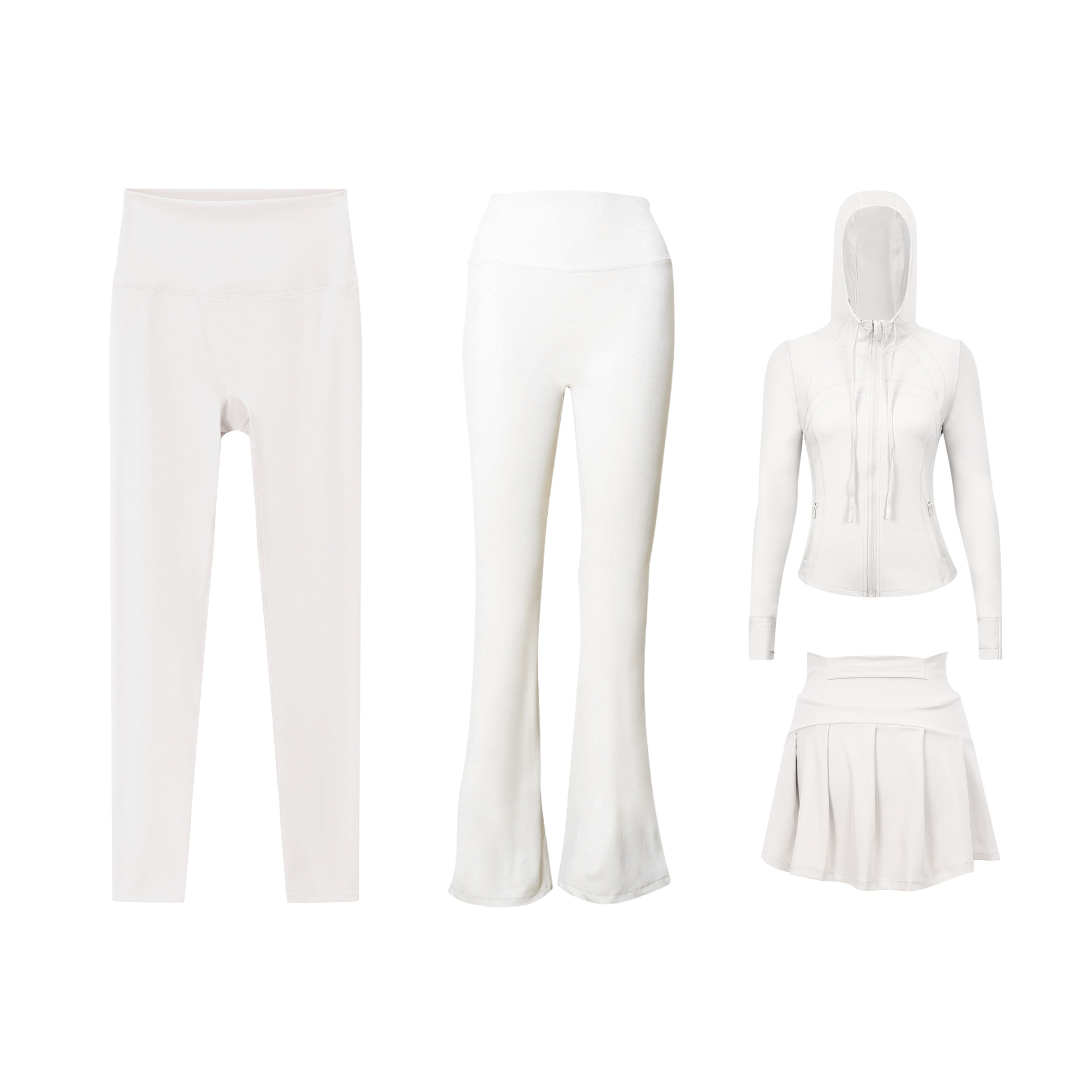 Dames sport set 4-delig met capuchonjas flared en capri broek_voghion.com